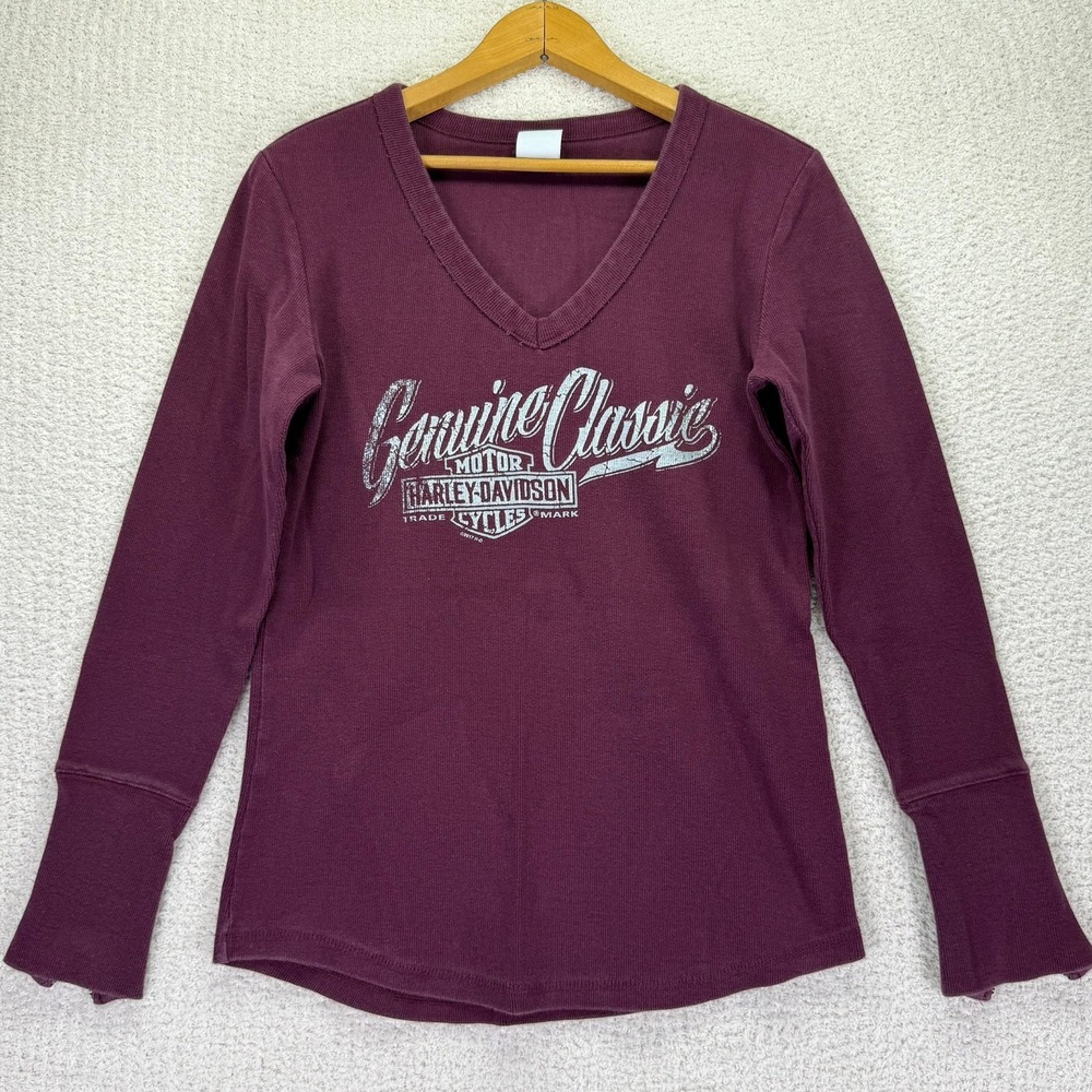 Harley-Davidson Long Sleeve V-Neck Genuine‎ Classic Top Indy West Size Large